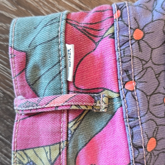 Mother The Hustler Ankle Fray Jeans Vintage Multicolor Floral Print Size 26 - Picture 11 of 12